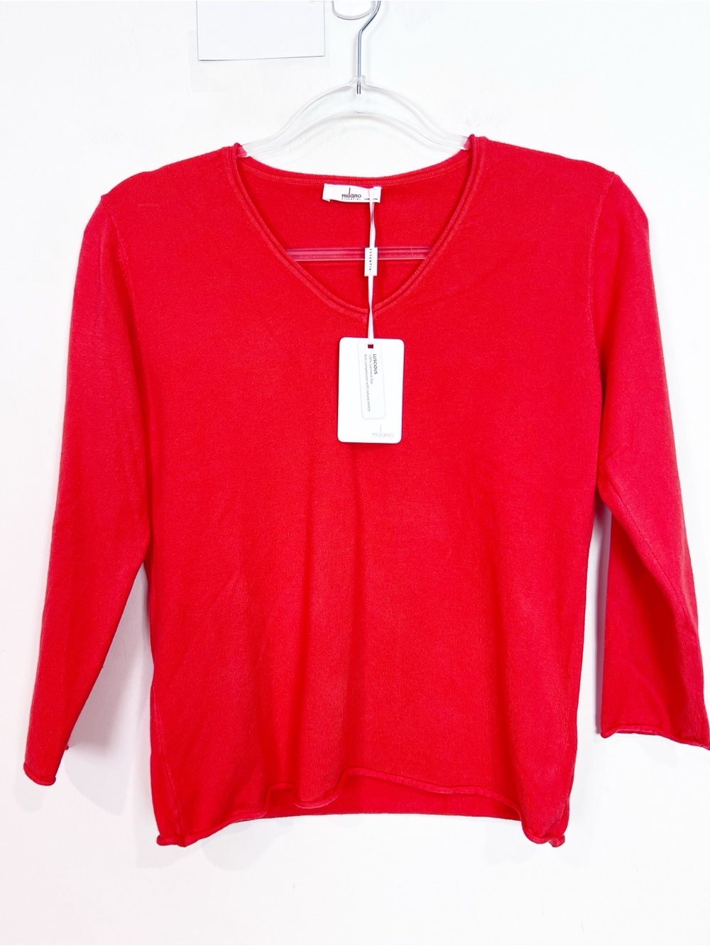 MILANO ESSENTIALS ORANGE 3/4 SLEEVE V-NECK SWEATER WOMENS SZ XS NWT